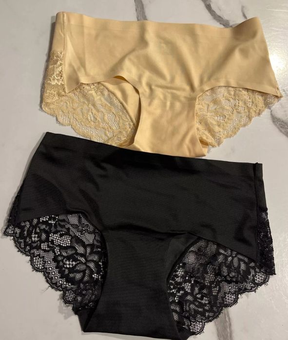 Bielizna.Figi.Majtki.Stringi.Bezszwowe Oddychające Koronka.Beżowe.Nowe