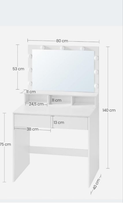 Toaletka z lustrem  LED i stolkiem