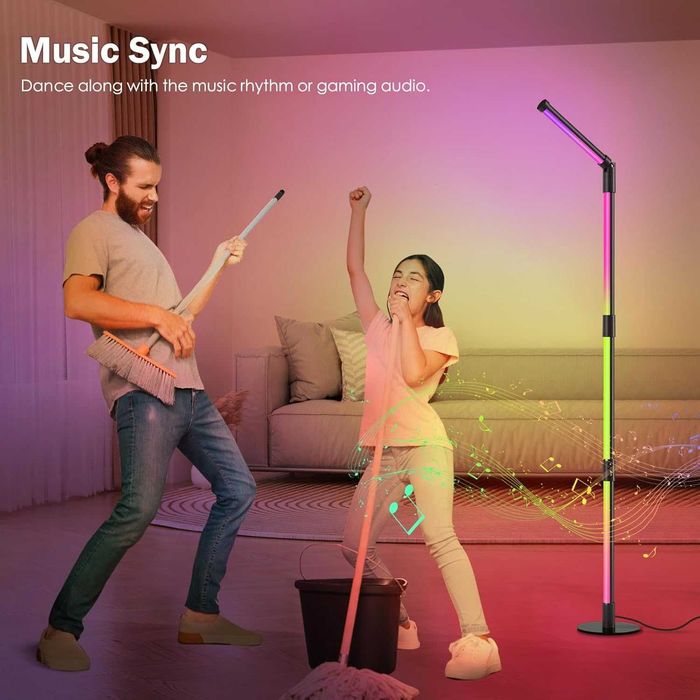 Lampa podłogowa narożna RGB 16 mln kolorów Pilot Aplikacja Music‑sync