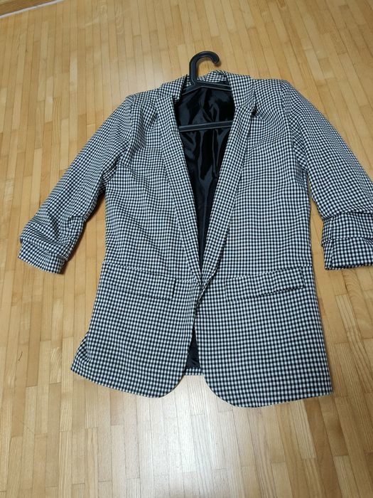 Włoska Marynarka czarno biała krata S