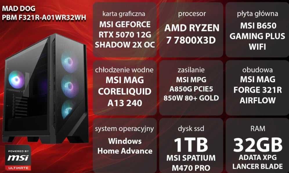 Komputer Amd 7800x3d , RTX5070