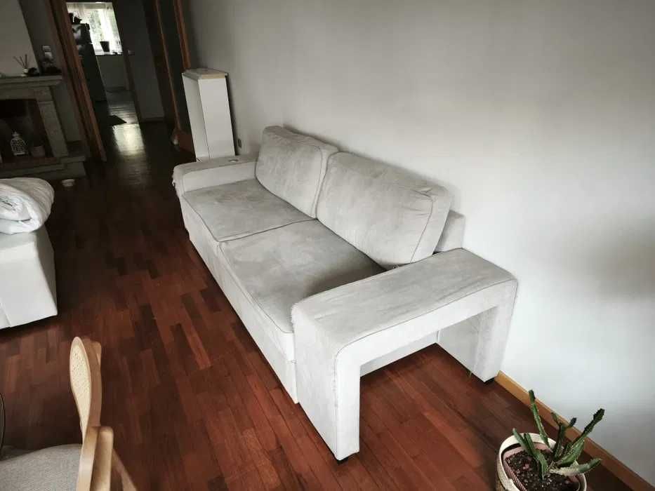Sofá cama 3 lugares com 2 pufs (usado)