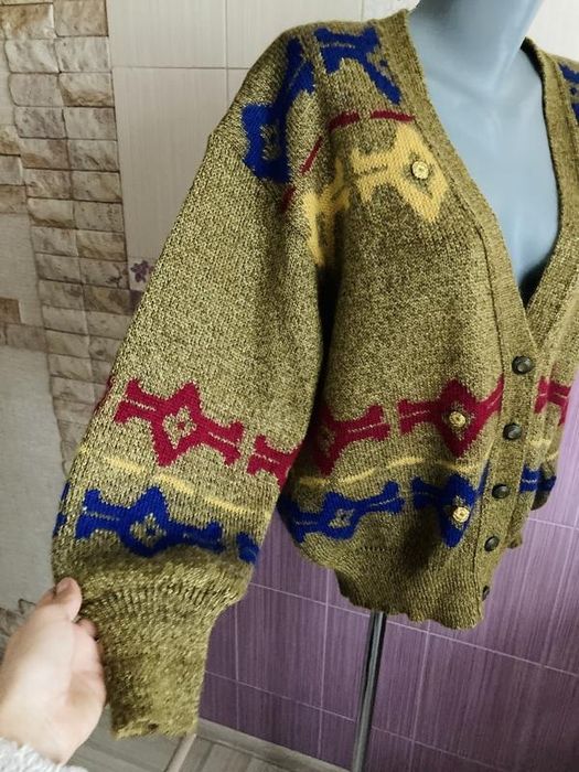 Винтажная тёплая шерстяная  вязаная кофта кардиган