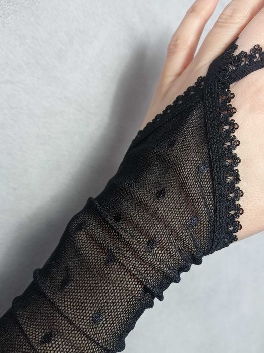 długie wieczorowe eleganckie rękawiczki na palec goth lolita coquette