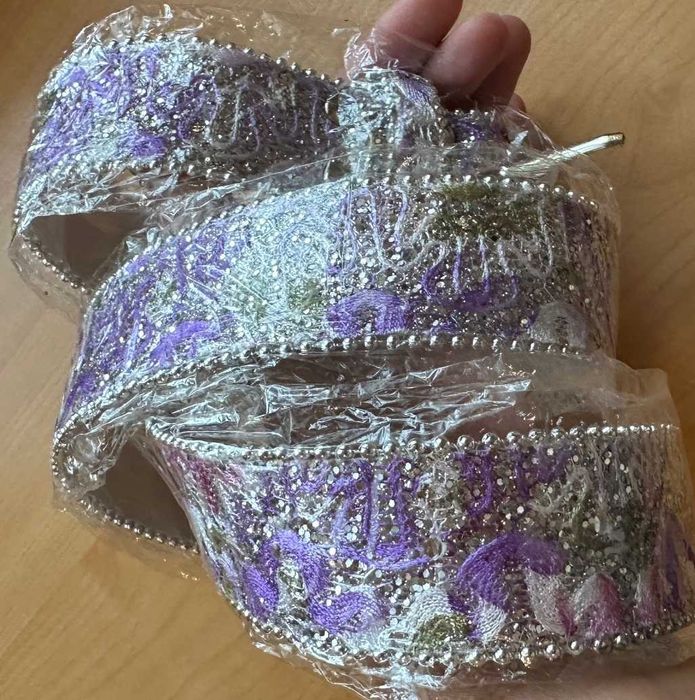 PASEK damski haftowany z brokatem do sukienki BOHO/ PIN UP fiolet ~85