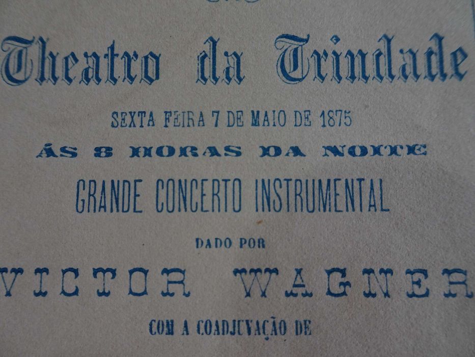Antigo programa / cartão Teatro da Trindade Theatro da Trindade 1875