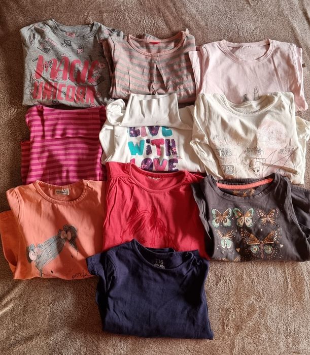 10x koszulka z długim rękawem bluzka tunika r. 116