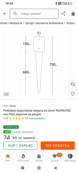 Kotwy do montażu altany