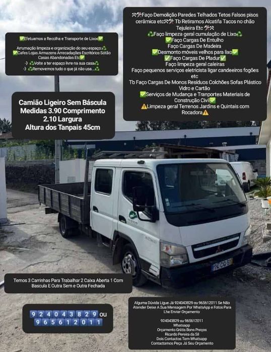 Demolição e Cargas de entulho madeira Pladur etc