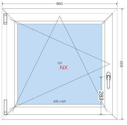 NOWE OKNO PCV | 860x830 | DECCO | 3-szybowe | biały | rozwierno-uchylne