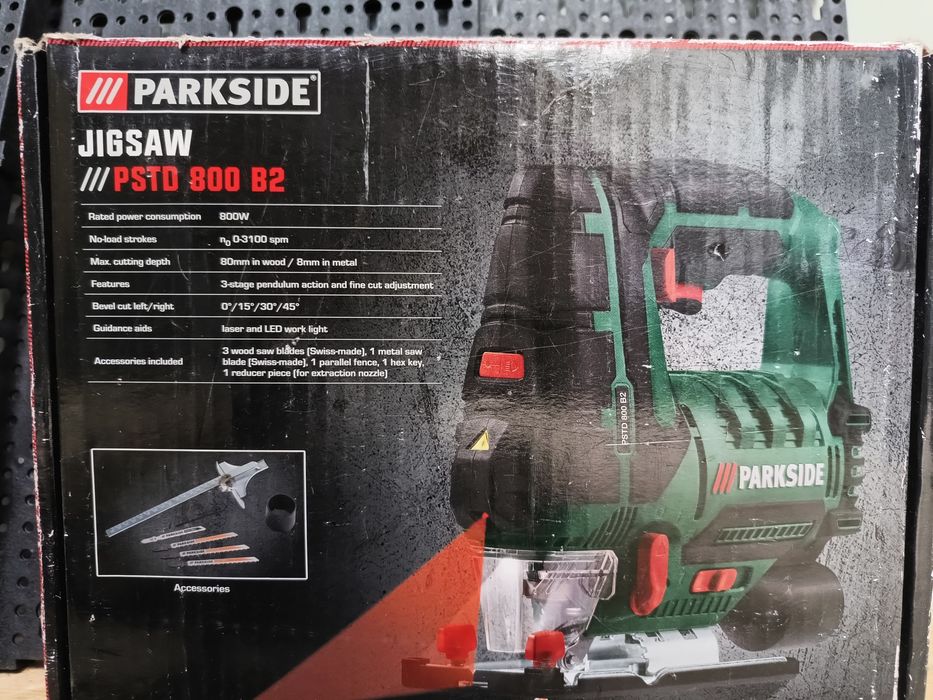 PARKSIDE wyrzynarka + brzeszczot, regulacja obrotów, 800 W skok 22mm + organizer ścienny na narzędzia