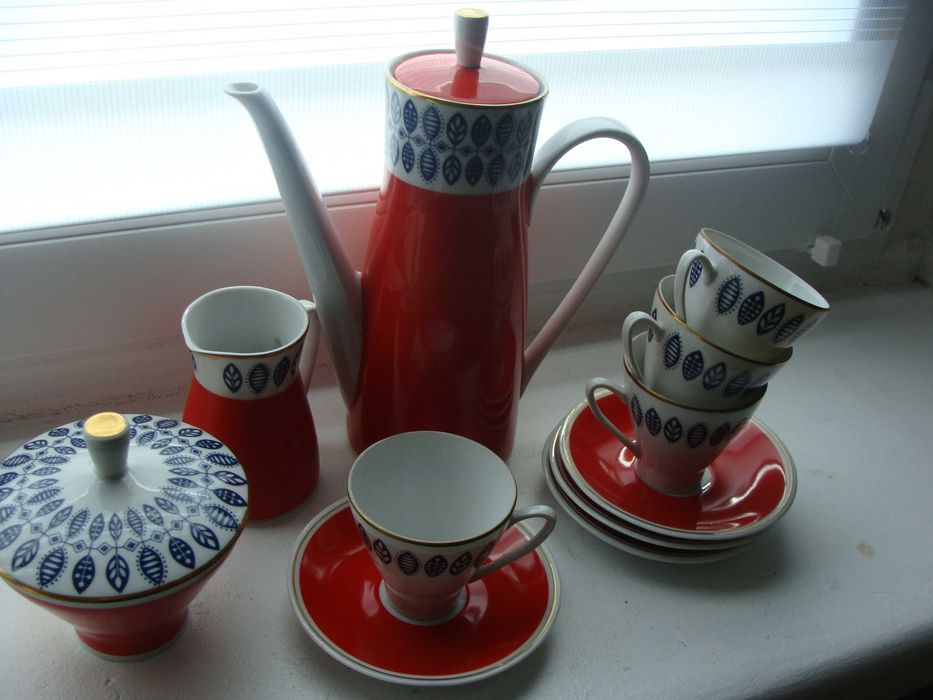 Serwis kawowy Freiberger Porcelain Mocca z lat 70. NRD