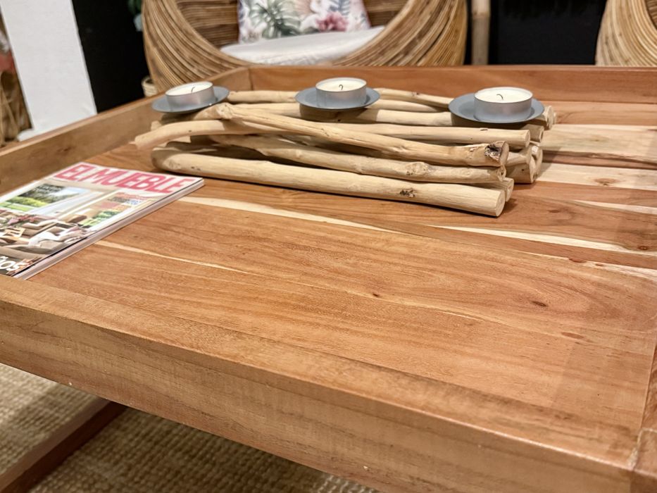 mesa, centro, apoio, sala, aparador, acacia, area,  rustica