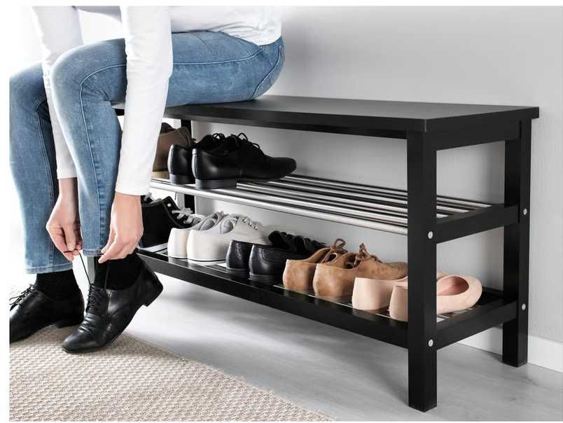Banco Sapateira / Arrumação para Sapatos IKEA TJUSIG (Preto)