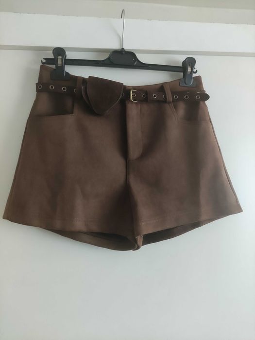 Zamszowe czekoladowe spodenki SM Trendy.ing