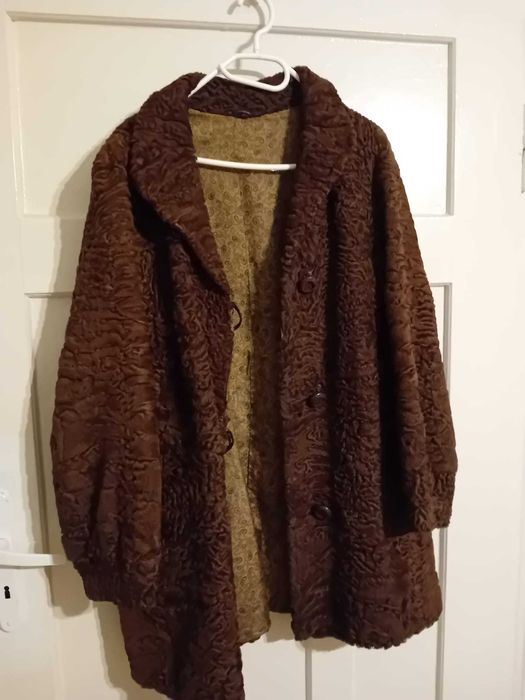 Futro karakuły vintage kurtka / krótki płaszcz brązowy