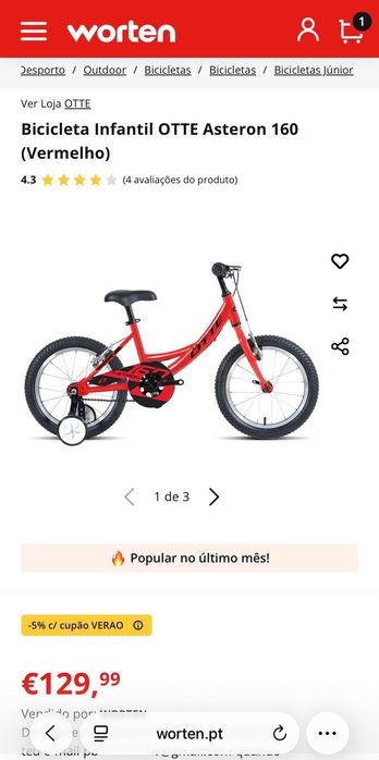 Bicicleta Otte aro 16 - infantil