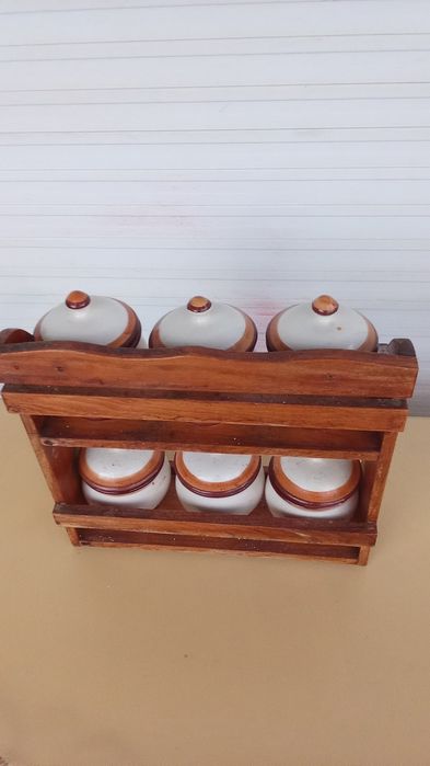 6 POTES Com Suporte para Especiarias. 2 Fotos