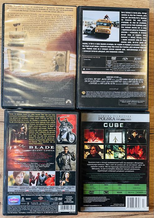 Zestaw filmów DVD Blade, 1492, Brudny Harry, Cube