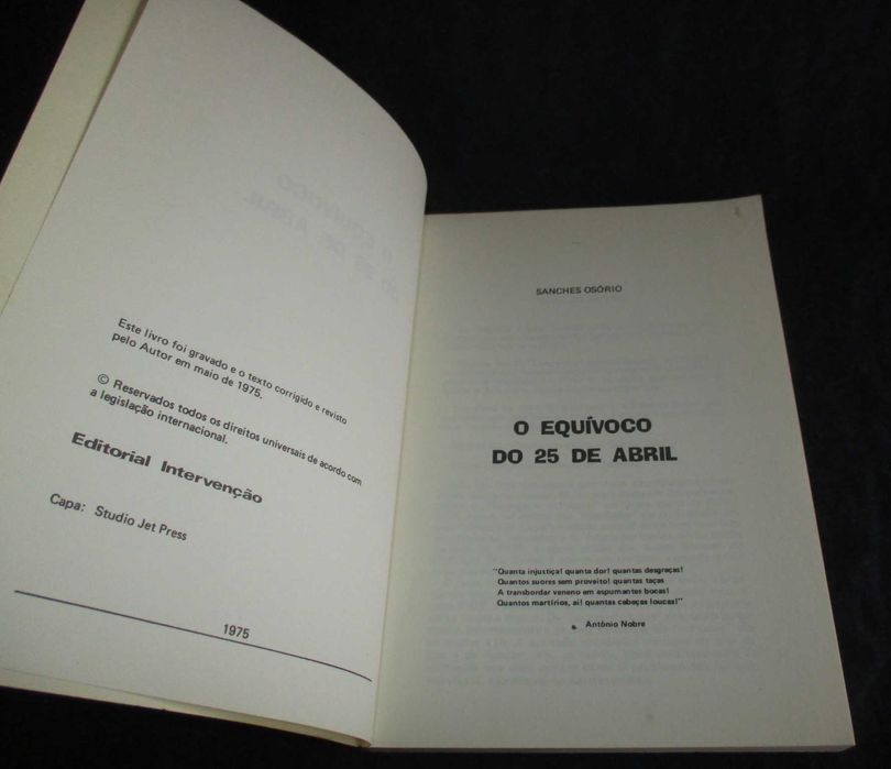 Livro O Equívoco do 25 de Abril Sanches Osório