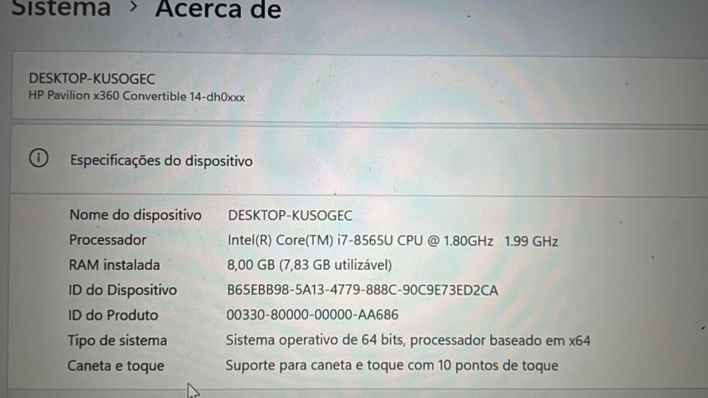 Computador HP ecran tatil