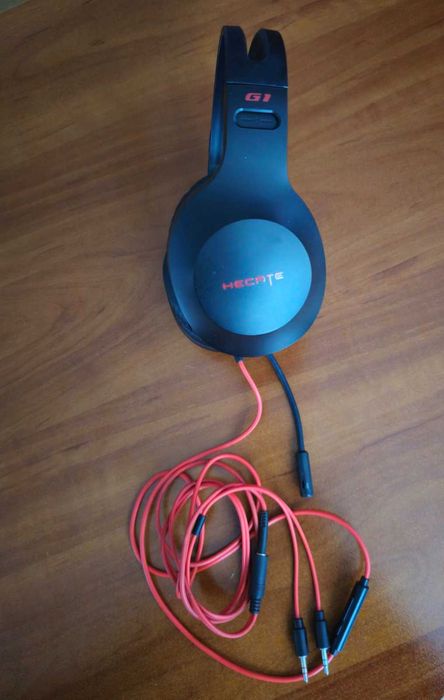 Геймерські навушники G1 hecate з червоним проводом та мікрофоном