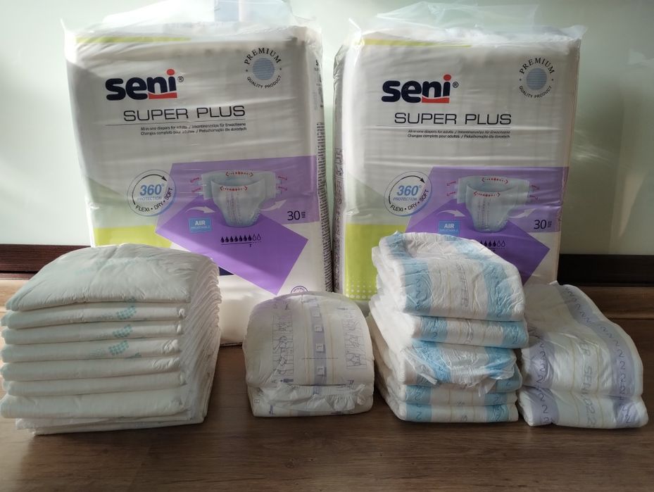 Seni Super Plus L 62szt.+M 7szt.+ 10 szt. podkładów Seni