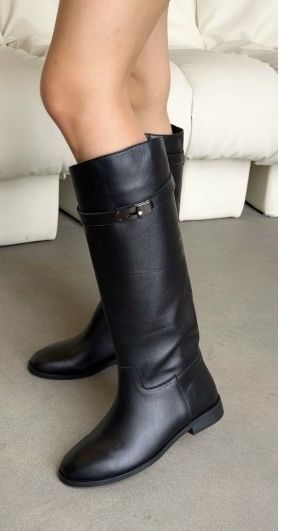 Женские кожаные сапоги трубы жокеи