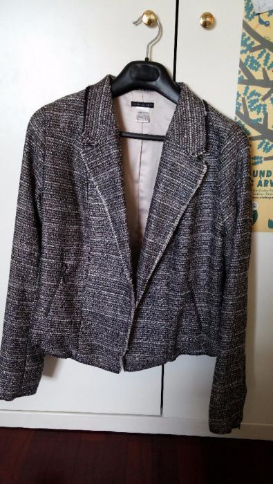 Casaco em tweed com fios prateados - Laura Clement - Tamanho 40