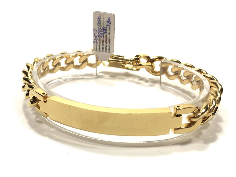 Złota bransoleta Pancerka wybite próby•pozłacana ogniowo 14K 585