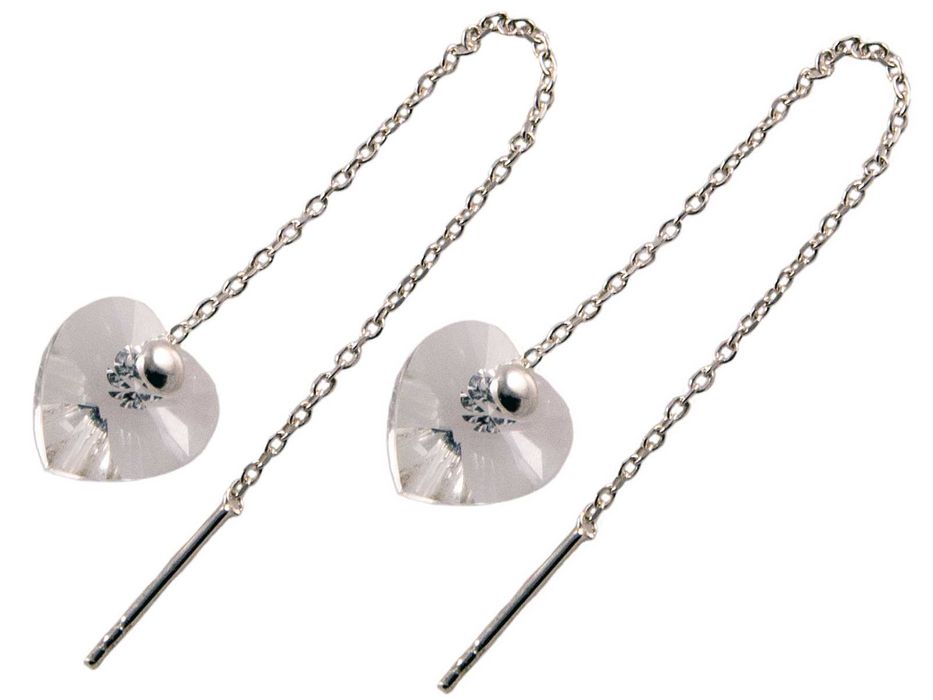 VERSIL kolczyki przeciągane serce Swarovski kolory SREBRO 0,925