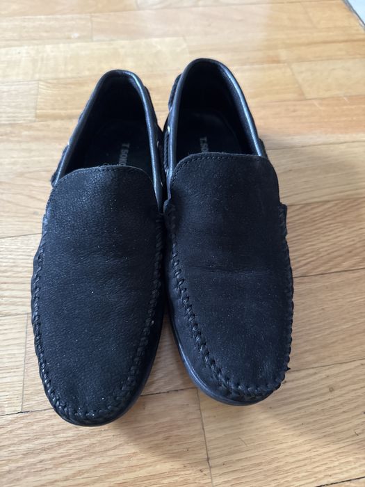 Skórzane (zamszowe) męskie mokasyny czarne r 41