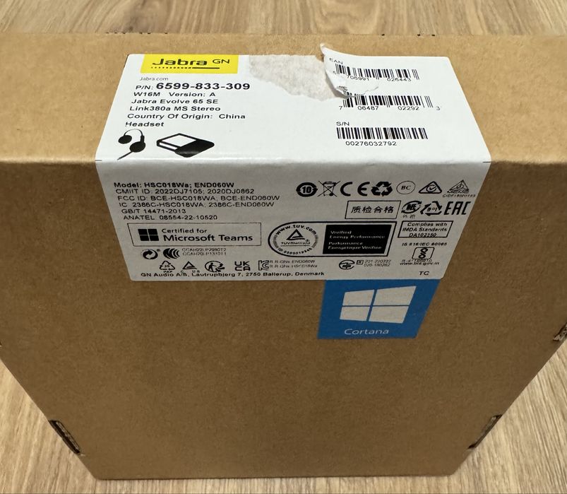 Jabra Evolve 65 headset Bluetooth novo