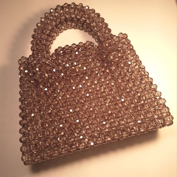 Сумка з намистин сіра