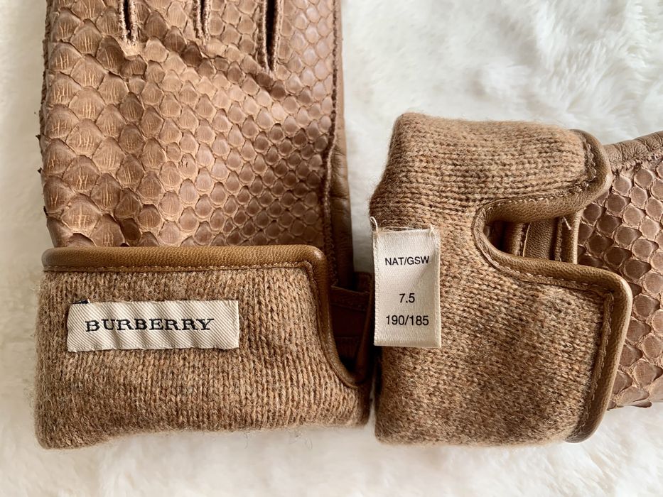 BURBERRY rękawice damskie brązowe kamelowe • skóra wełna merino