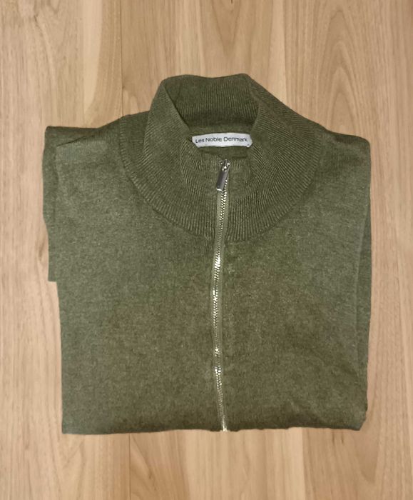 Sweter rozpinany z golfem z wiskozy 3XL zielony