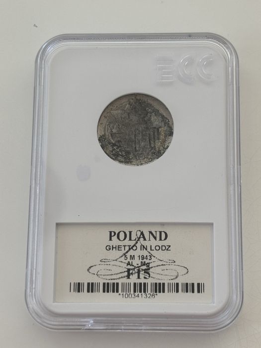 Moneta 5 Marek Getto w Łodzi Al-Mg stan F15