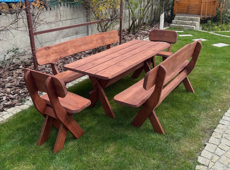 Meble ogrodowe solidne drewniane olchowe zestaw komplet OD RĘKI