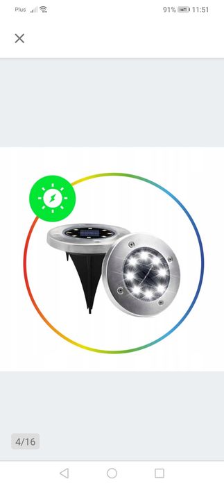 LamkiI Solarne Led Świecący Dysk4 Ogrodowe Wbijane Gruntowe