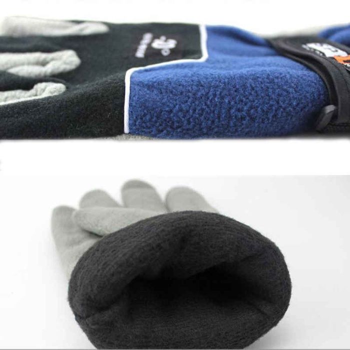 Лыжные перчатки холодостойкие до -20 флисовые черно-серые/ сине-черные