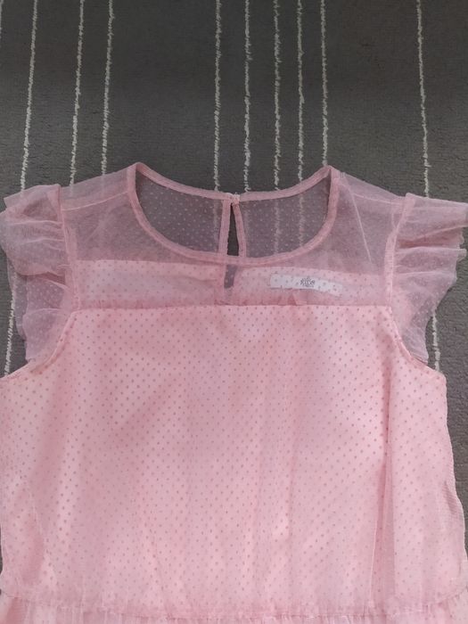 Sukienka letnia galowa z krótkim ozdobnym rękawkiem M&S kids