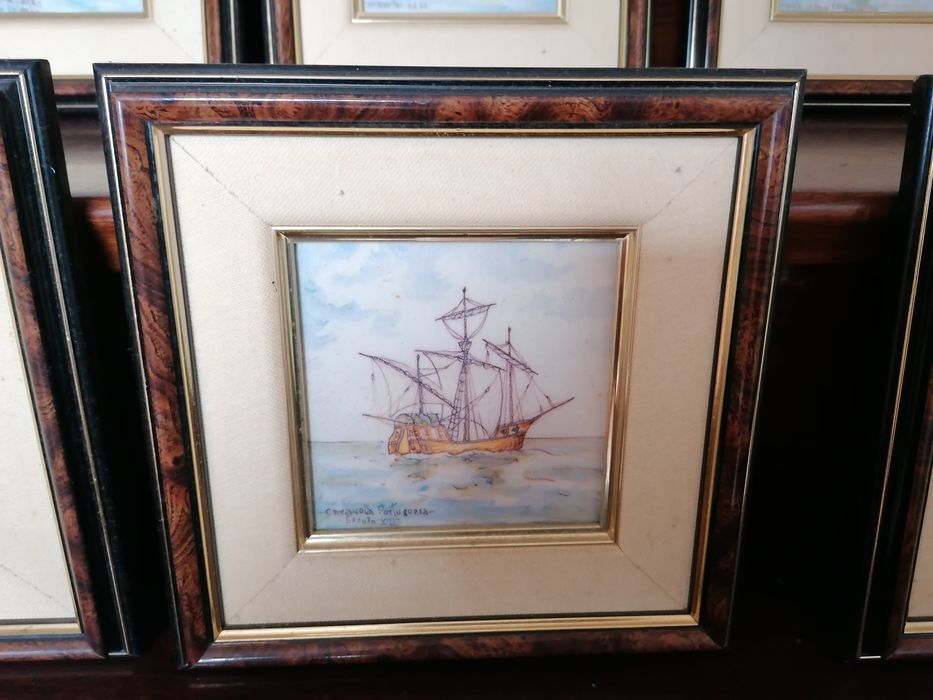 Quadros de Caravelas 23,5x23,5 como novos