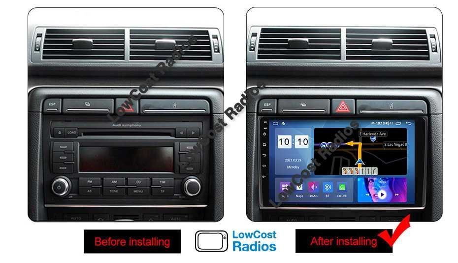 (NOVO) Rádio GPS AUDI A4 (2002 a 2008) ANDROID 15 • USB • DVD • BT