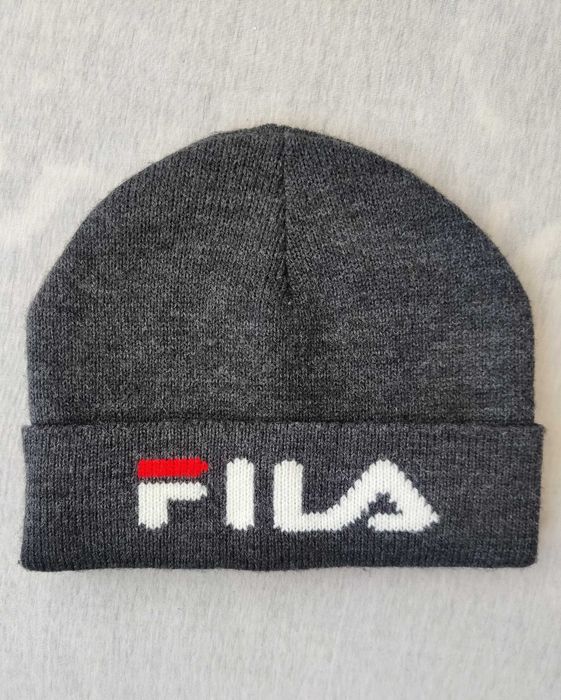 Fila czapka zimowa na zimę szara oryginalna unisex ciepła okazja
