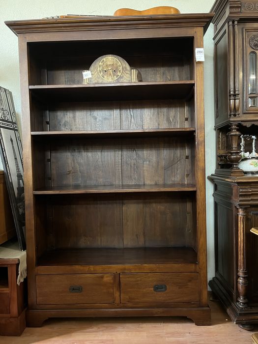 Biblioteczka drewniana tekowa ciemna masywna kolonialna FV DOWÓZ