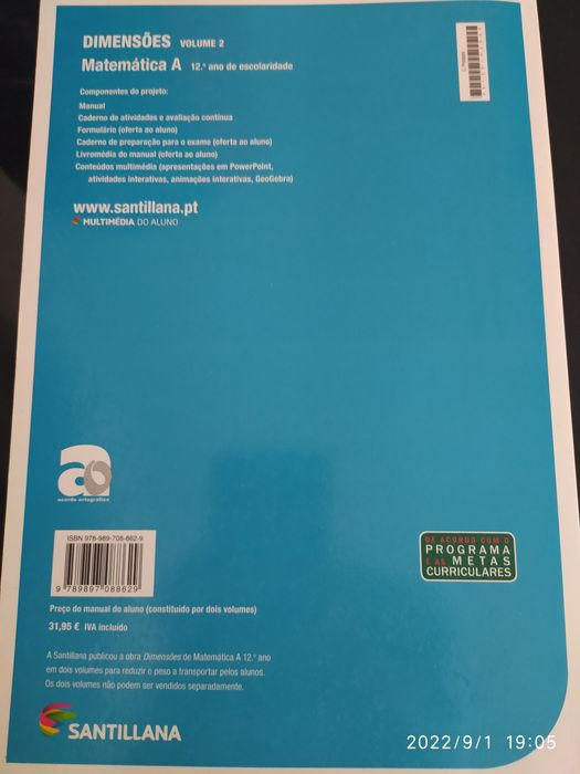 Manuais matemática 12 ano - volume 1 e 2