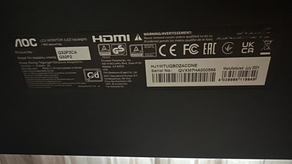 Monitor 4K 31.5" IPS AOC Q32P2CA