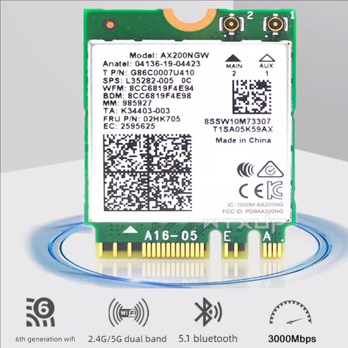 Wi-Fi адаптер для ноутбука Intel AX200. WiFi 6 GHz. Wi-Fi 6