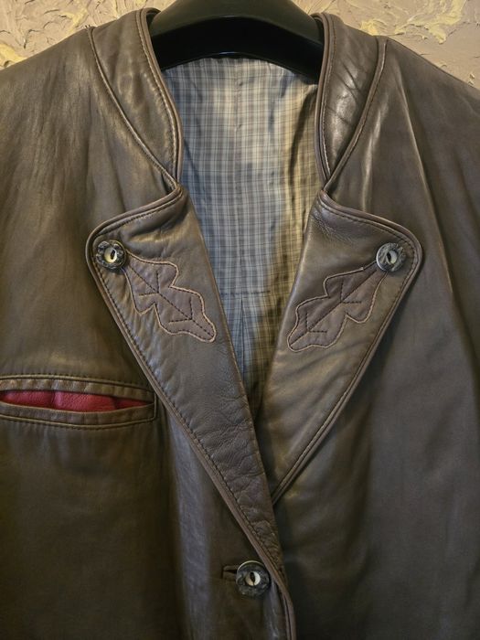 Elegancka niemiecka bawarska kurtka marynarka skórzana myśliwska M.