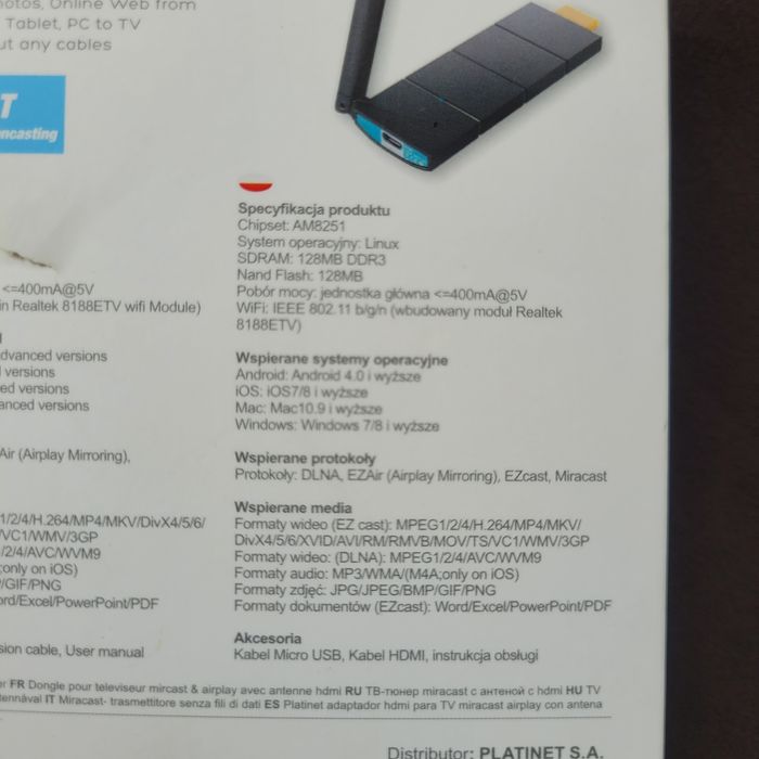 Bezprzewodowy adapter Hdmi Miracast